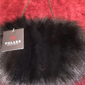 Muff~Crossbody Chain removable Handbag Muff Genuine Black Fox